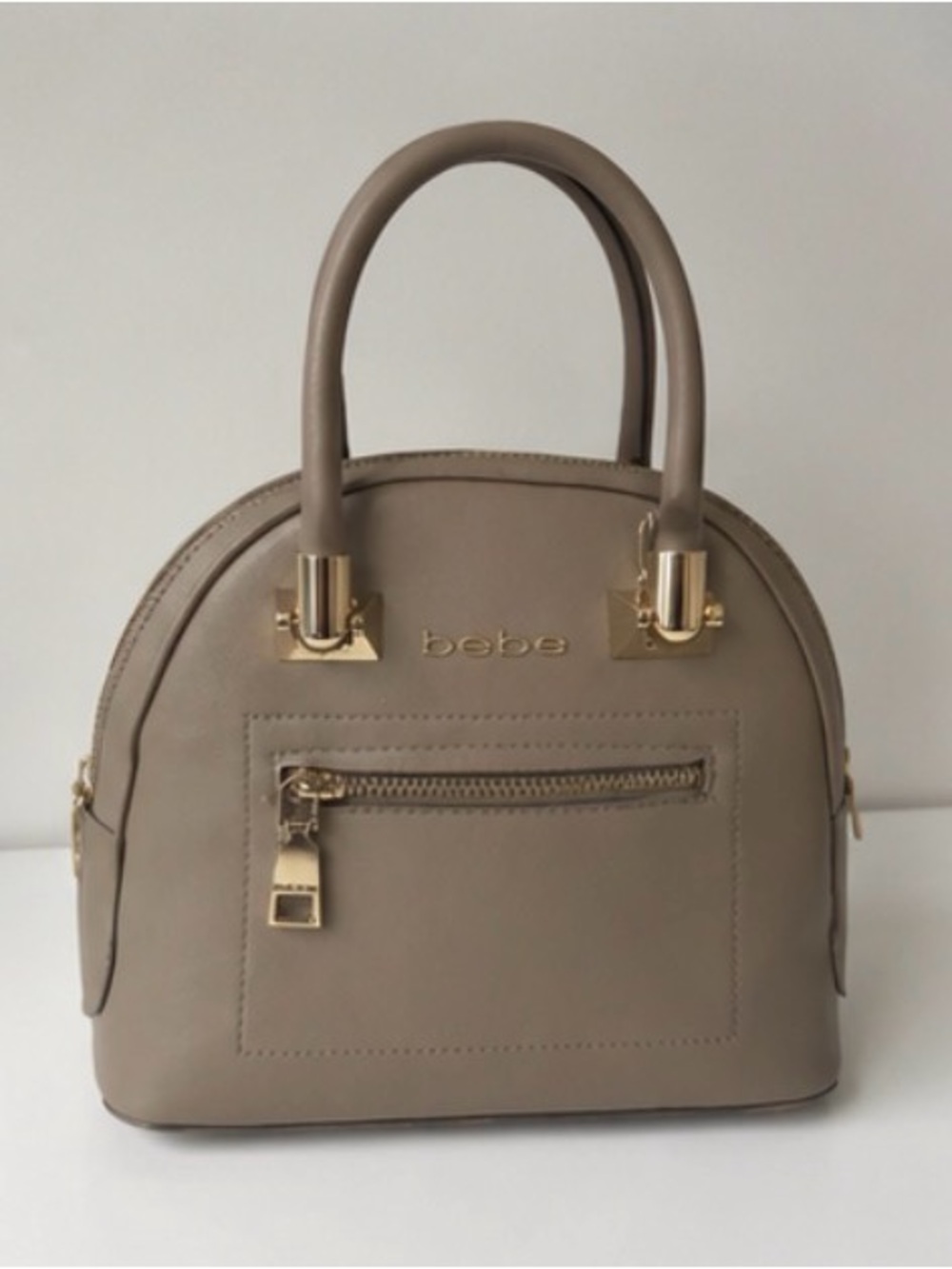 bebe Taupe handbag with Gold Hardware